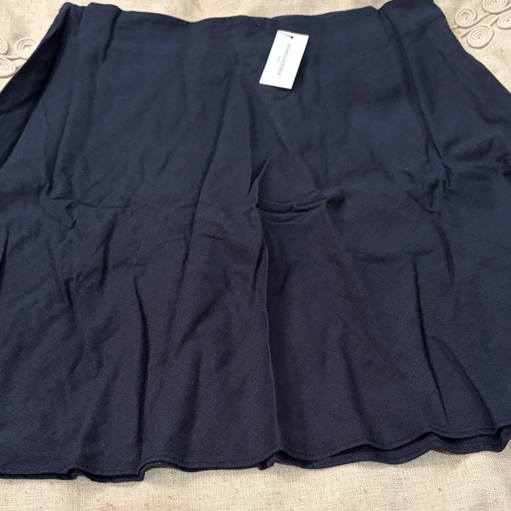 Banana Republic Preppy Navy Linen-Blend Mini Slip Skirt/NWT/6 - Picture 5 of 14